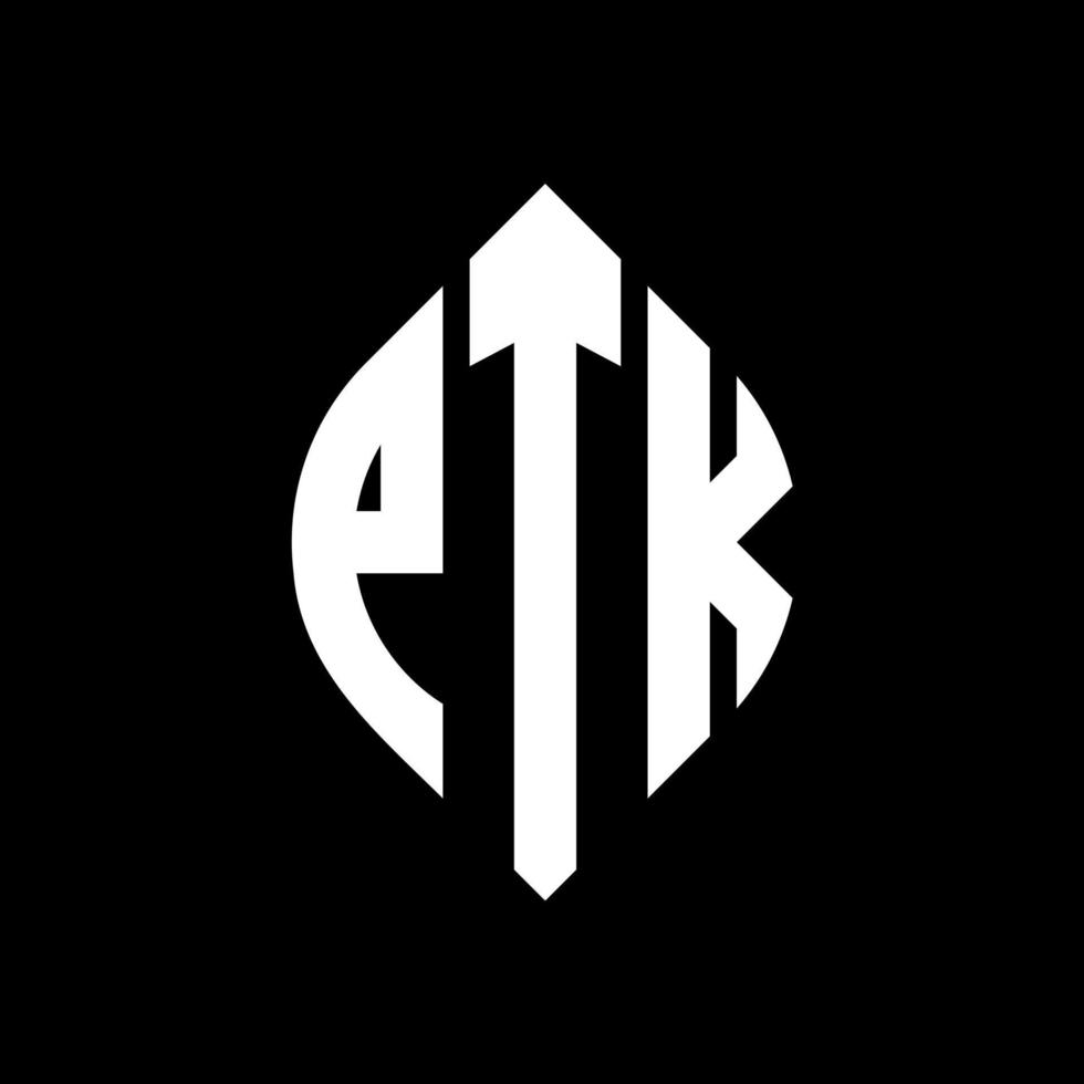 ptk cirkel letter logo ontwerp met cirkel en ellipsvorm. ptk ellipsletters met typografische stijl. de drie initialen vormen een cirkellogo. ptk cirkel embleem abstracte monogram brief mark vector. vector