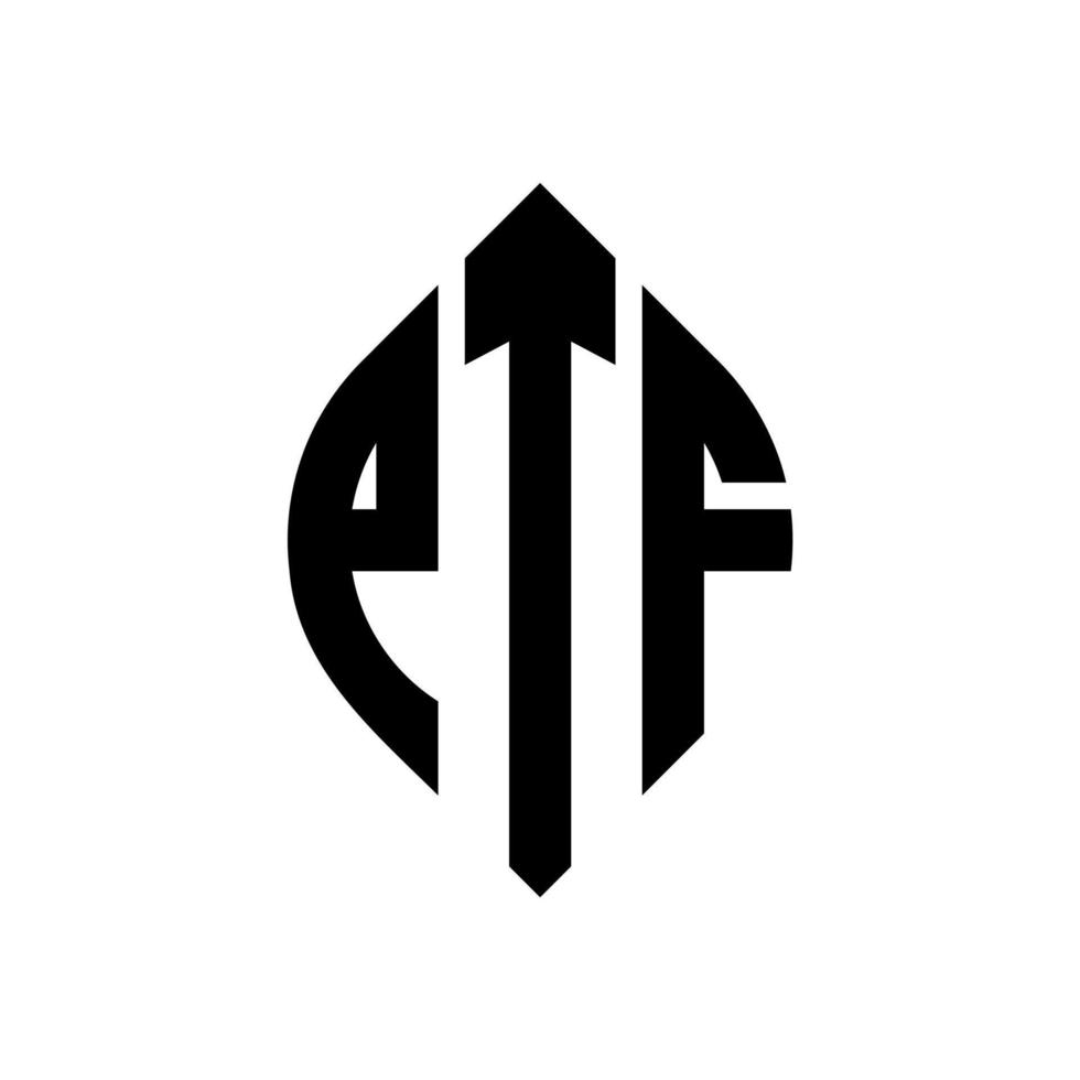 ptf cirkel letter logo ontwerp met cirkel en ellipsvorm. ptf-ellipsletters met typografische stijl. de drie initialen vormen een cirkellogo. ptf cirkel embleem abstracte monogram brief mark vector. vector