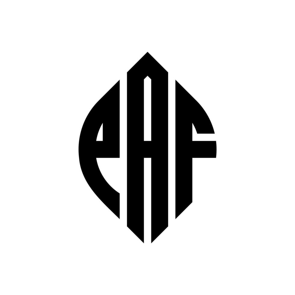 paf cirkel letter logo ontwerp met cirkel en ellipsvorm. paf ellipsletters met typografische stijl. de drie initialen vormen een cirkellogo. paf cirkel embleem abstracte monogram brief mark vector. vector