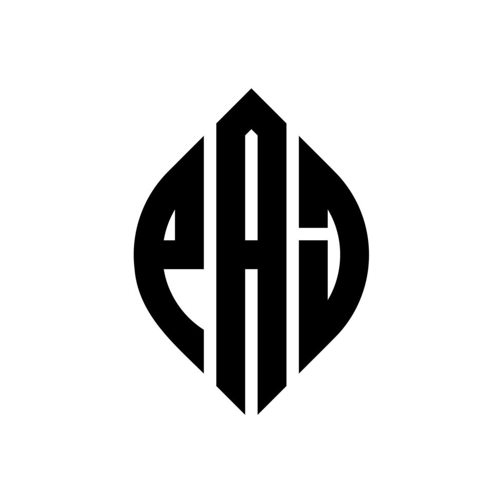 paj cirkel letter logo ontwerp met cirkel en ellipsvorm. paj ellipsletters met typografische stijl. de drie initialen vormen een cirkellogo. paj cirkel embleem abstracte monogram brief mark vector. vector