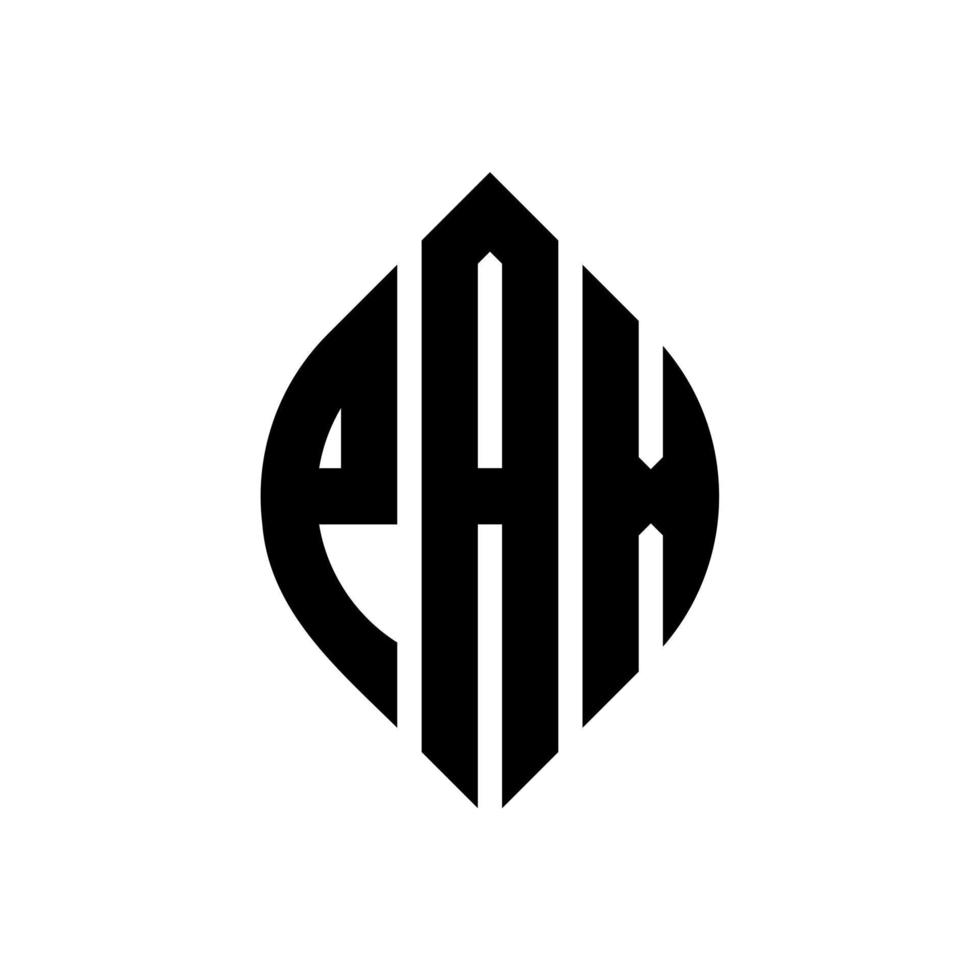 pax cirkel letter logo-ontwerp met cirkel en ellipsvorm. pax ellipsletters met typografische stijl. de drie initialen vormen een cirkellogo. pax cirkel embleem abstracte monogram brief mark vector. vector