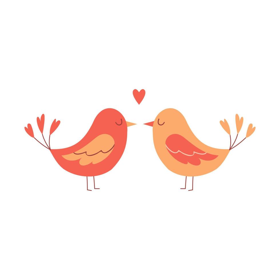 twee tortelduifjes staan met hun ogen dicht. stripfiguren, een decoratief element voor valentijnskaarten. kleur vectorillustratie geïsoleerd op een witte achtergrond. vector