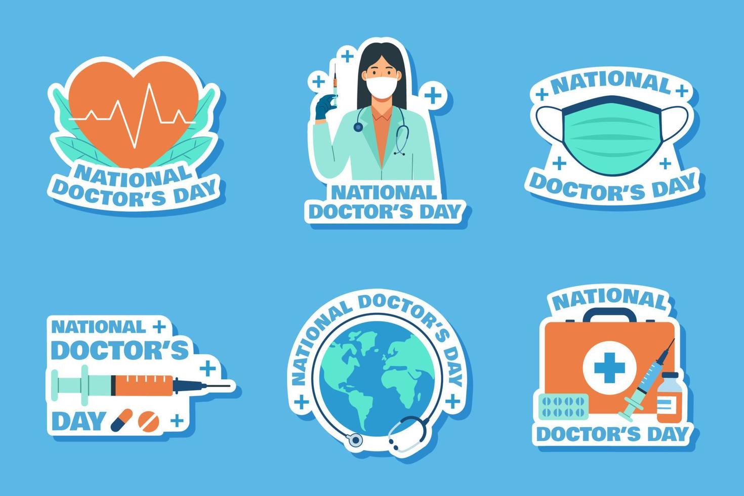 nationale doktersdag stickers vector