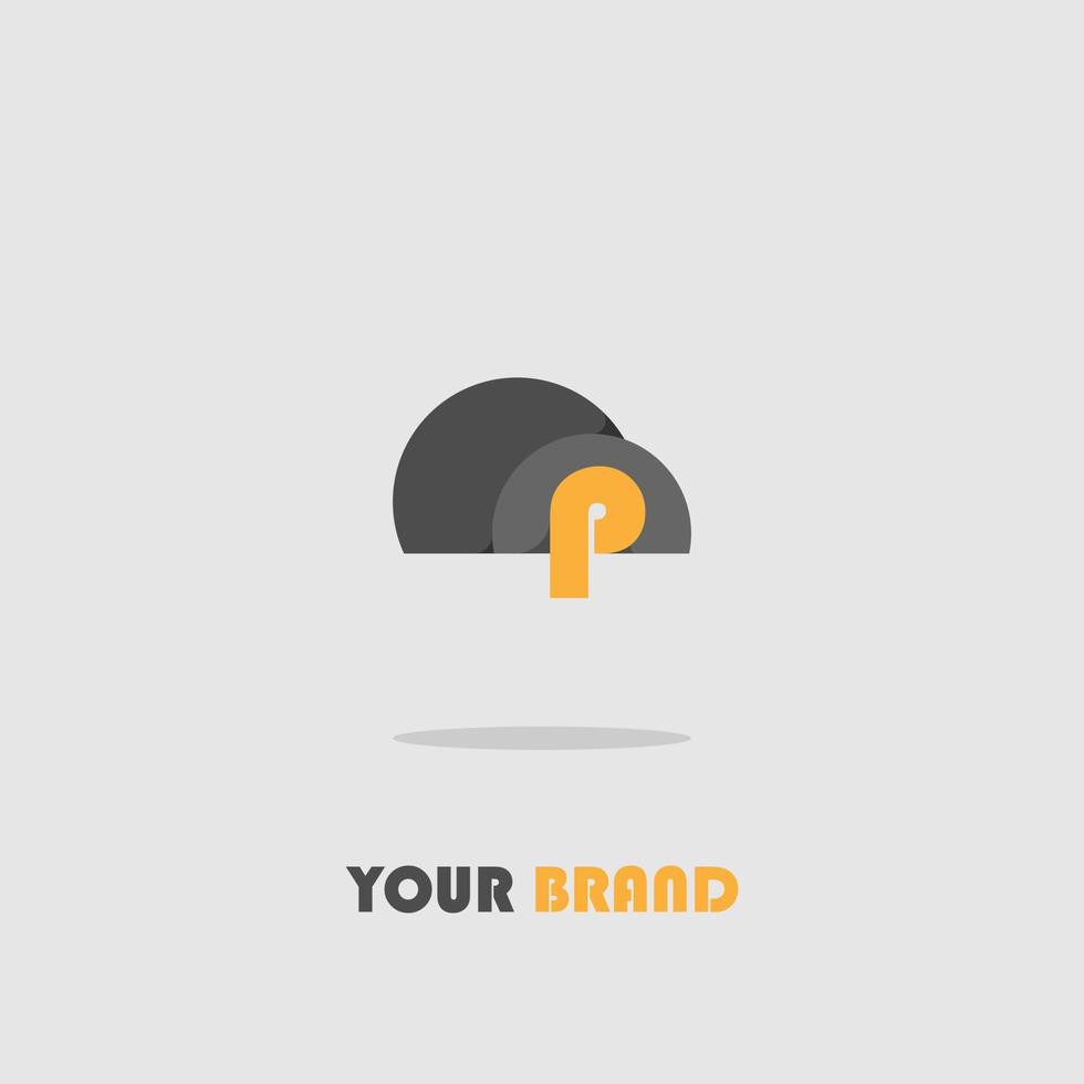 logo pictogram ontwerp letter p gans vorm voor verzekeringsmaatschappij grijs oranje eenvoudig elegant trendy luxe vector eps 10