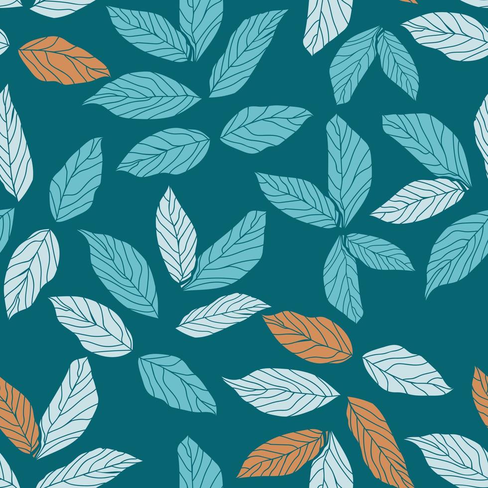 mooie kleurrijke bladeren patroon ontwerp. goed voor prints, verpakking, textiel en stof. handgetekende achtergrond. botanische tegel. oppervlaktepatroon ontwerp. vector