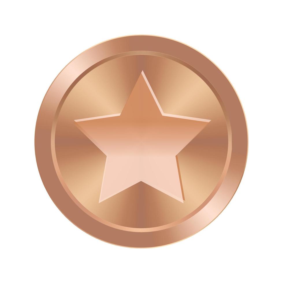 bronzen medaille met sterillustratie van geometrische vormen vector