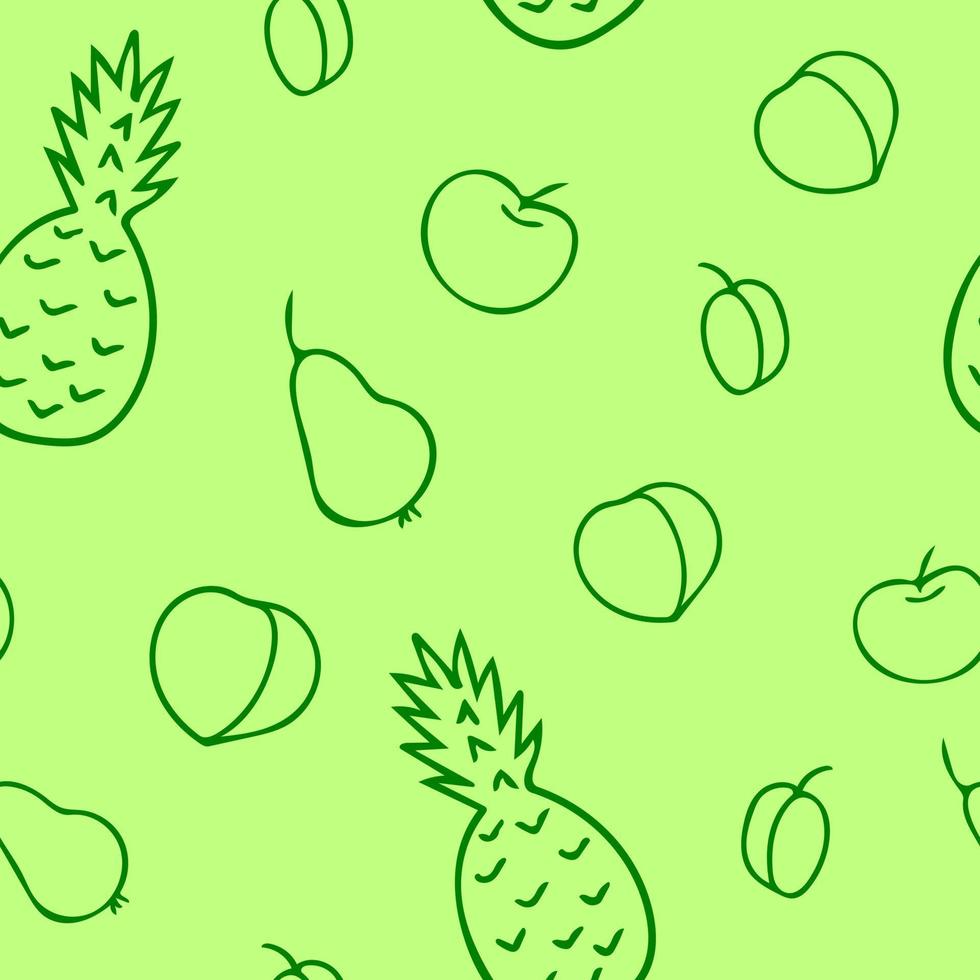 fruit naadloos patroon. voedsel met de hand getekend in doodle-stijl vector