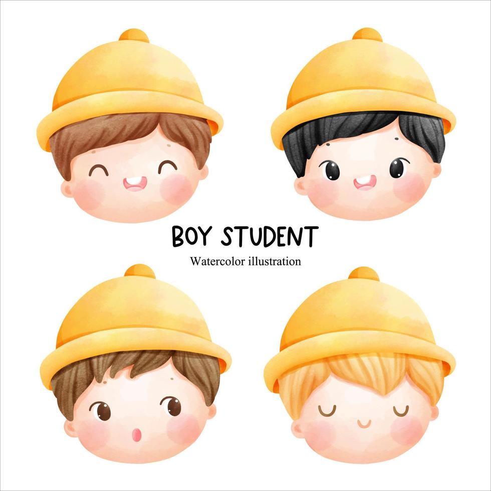 aquarel jongen student, kinderen. vector illustratie