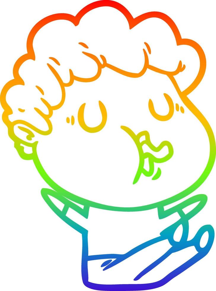 regenbooggradiënt lijntekening cartoon man zingen vector