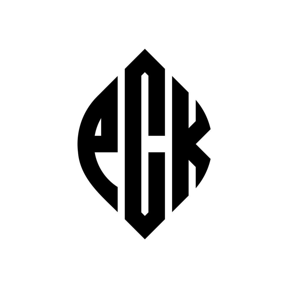 pck cirkel letter logo ontwerp met cirkel en ellipsvorm. pck ellipsletters met typografische stijl. de drie initialen vormen een cirkellogo. pck cirkel embleem abstracte monogram brief mark vector. vector