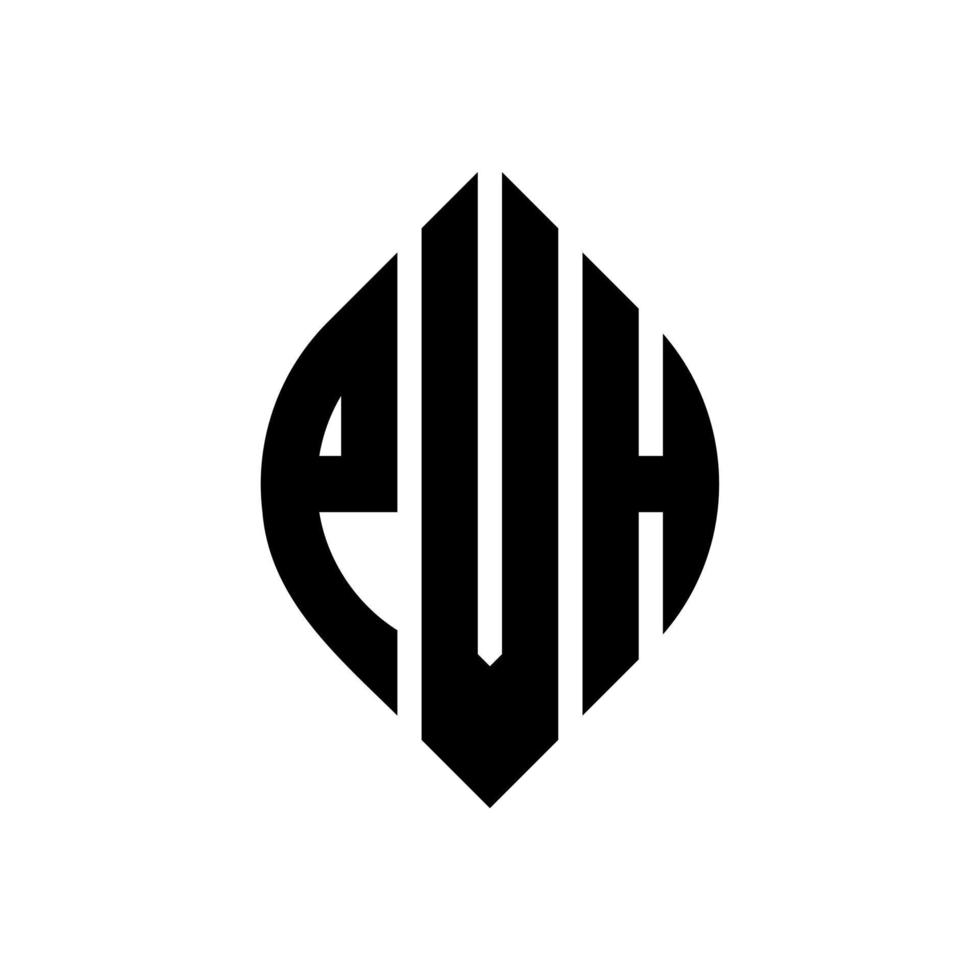 pvh cirkel letter logo ontwerp met cirkel en ellipsvorm. pvh ellipsletters met typografische stijl. de drie initialen vormen een cirkellogo. pvh cirkel embleem abstracte monogram brief mark vector. vector