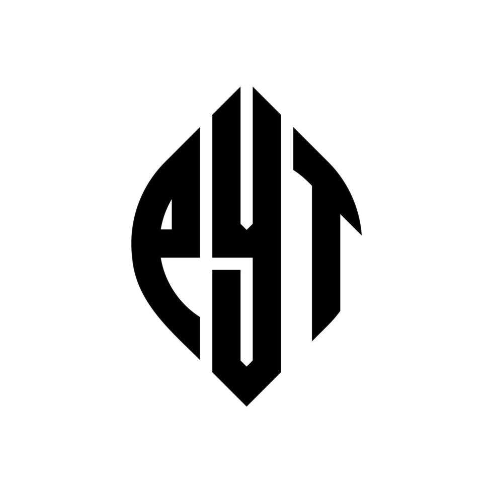 pyt cirkel letter logo ontwerp met cirkel en ellipsvorm. pyt-ellipsletters met typografische stijl. de drie initialen vormen een cirkellogo. pyt cirkel embleem abstracte monogram brief mark vector. vector