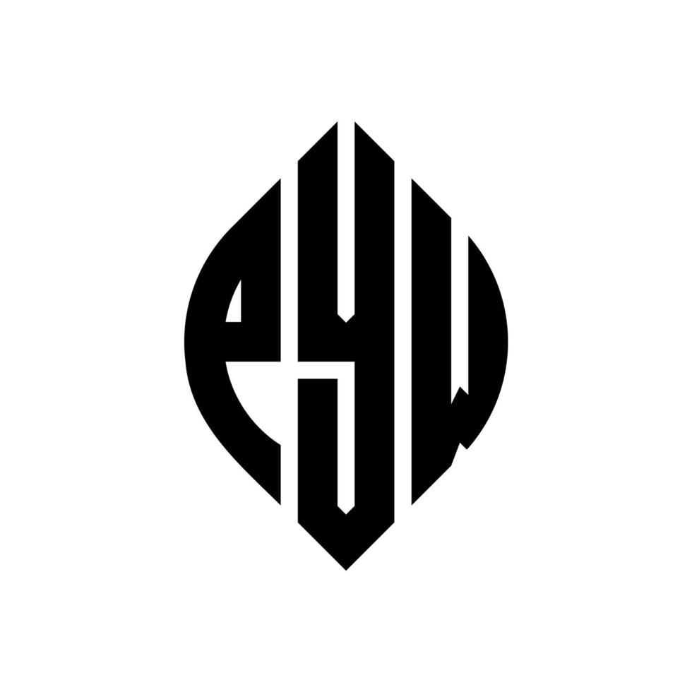 pyw cirkel letter logo ontwerp met cirkel en ellipsvorm. pyw ellipsletters met typografische stijl. de drie initialen vormen een cirkellogo. pyw cirkel embleem abstracte monogram brief mark vector. vector