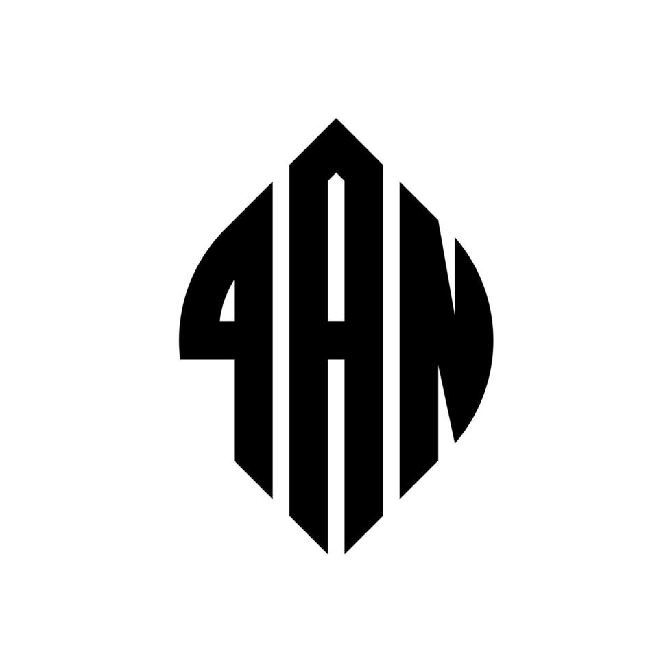 qan cirkel letter logo-ontwerp met cirkel en ellipsvorm. qan ellipsletters met typografische stijl. de drie initialen vormen een cirkellogo. qan cirkel embleem abstracte monogram brief mark vector. vector