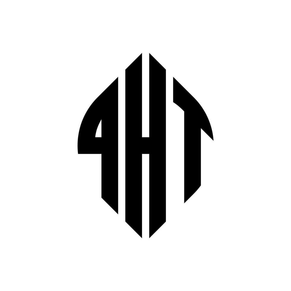 qht cirkel letter logo-ontwerp met cirkel en ellipsvorm. qht ellipsletters met typografische stijl. de drie initialen vormen een cirkellogo. qht cirkel embleem abstracte monogram brief mark vector. vector