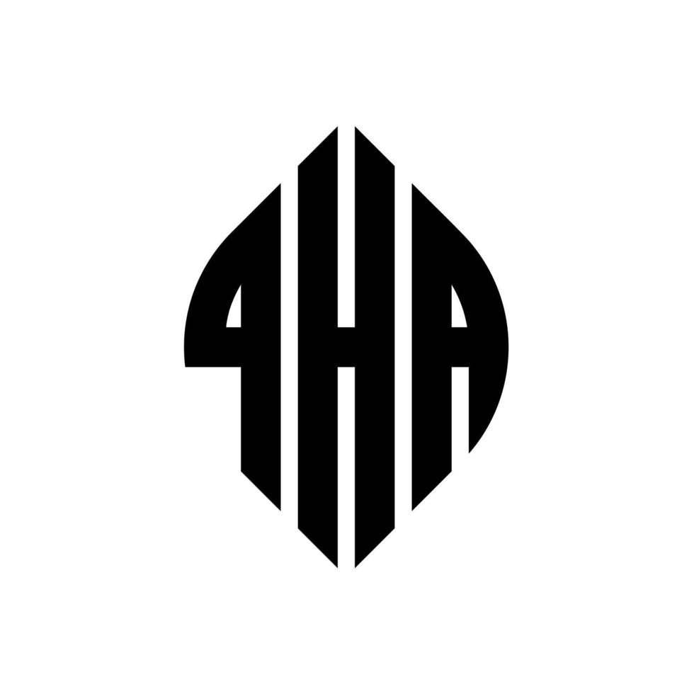 qha cirkel letter logo-ontwerp met cirkel en ellipsvorm. qha ellipsletters met typografische stijl. de drie initialen vormen een cirkellogo. qha cirkel embleem abstracte monogram brief mark vector. vector