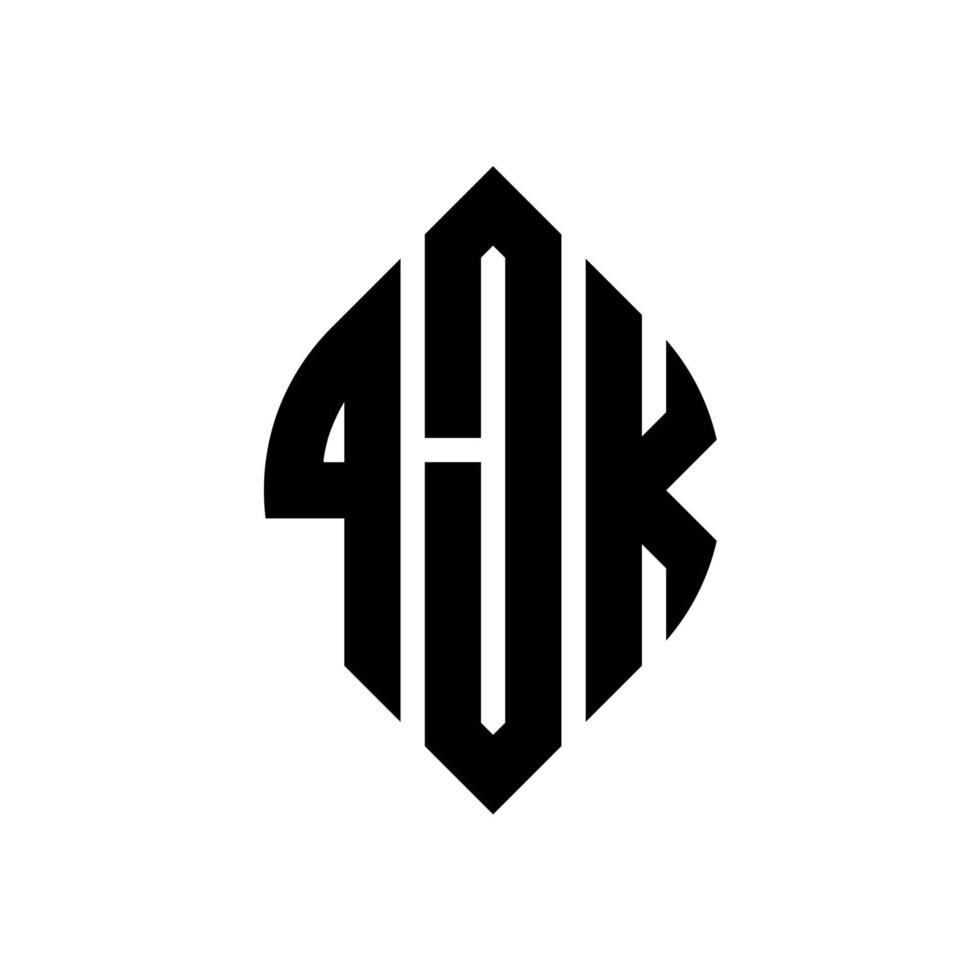 qjk cirkel letter logo ontwerp met cirkel en ellipsvorm. qjk ellipsletters met typografische stijl. de drie initialen vormen een cirkellogo. qjk cirkel embleem abstracte monogram brief mark vector. vector