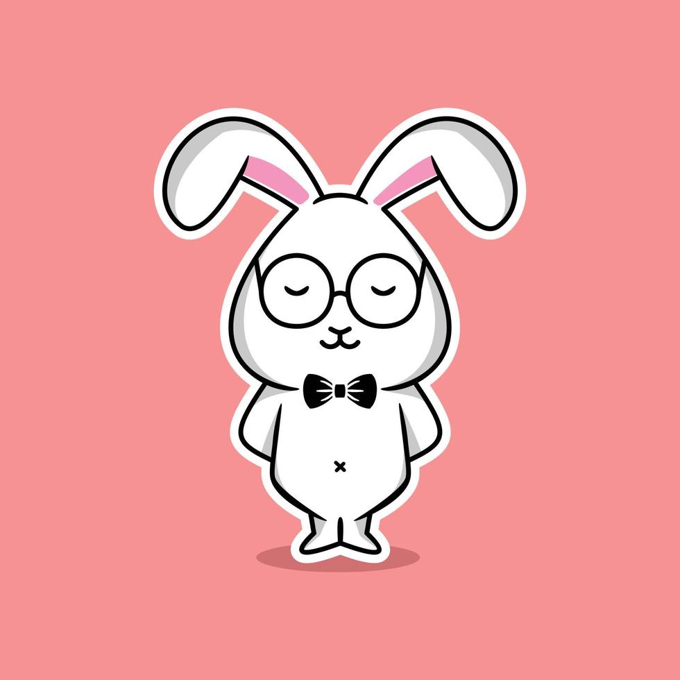 nerdy schattig wit konijn vectorillustratie vector