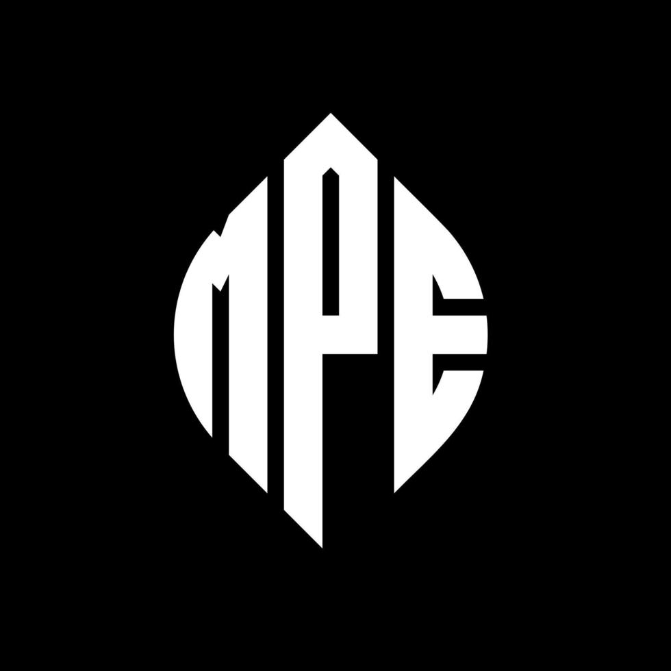 mpe cirkel letter logo ontwerp met cirkel en ellipsvorm. mpe ellipsletters met typografische stijl. de drie initialen vormen een cirkellogo. mpe cirkel embleem abstracte monogram brief mark vector. vector