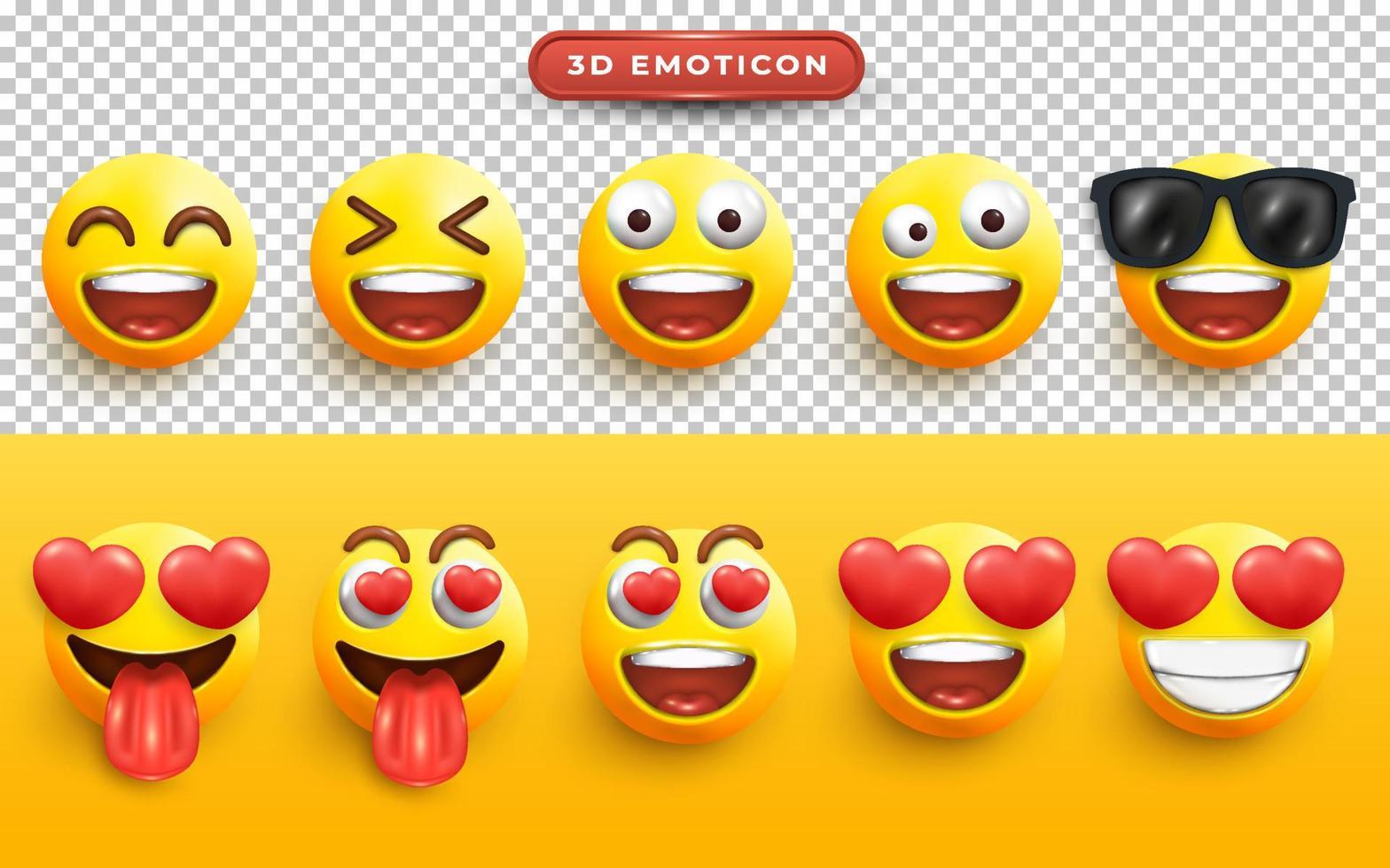 set van 3D-emoji-gezicht vector