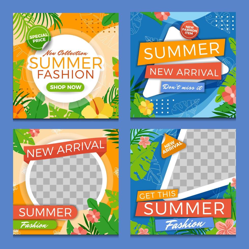 kleurrijk oranje blauw zomer nieuwe aankomst mode social media post vector