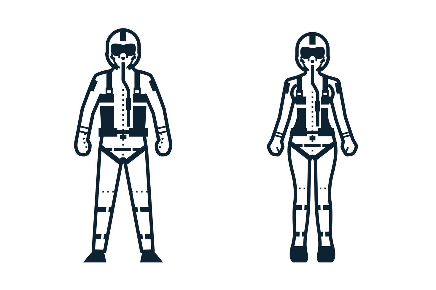 pictogrammen piloot, uniform en mensen vector