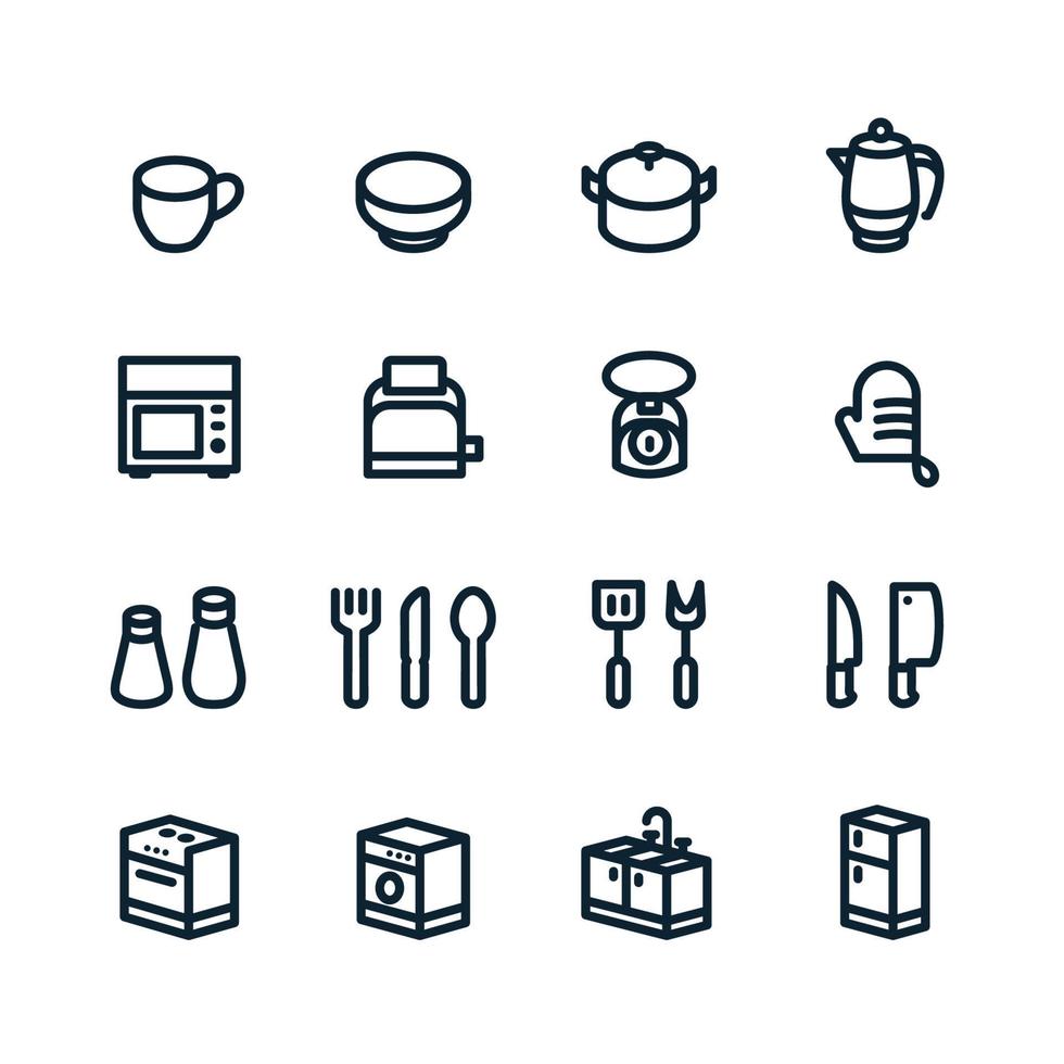 keuken pictogrammen met witte achtergrond vector