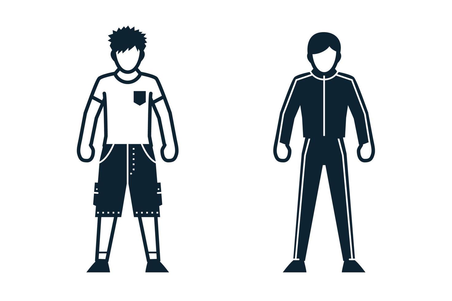 mensen, man, mode, kleding pictogrammen met witte achtergrond vector