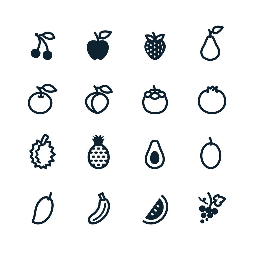 fruit pictogrammen met witte achtergrond vector