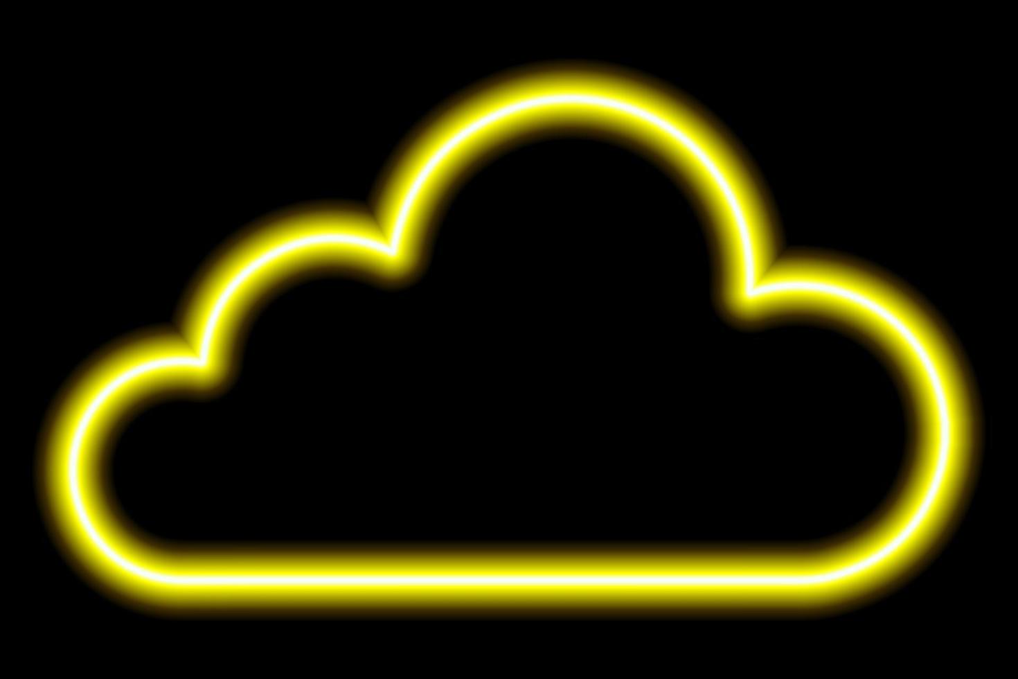 gele neonwolk op een zwarte achtergrond. lineaire contour. het weer vector