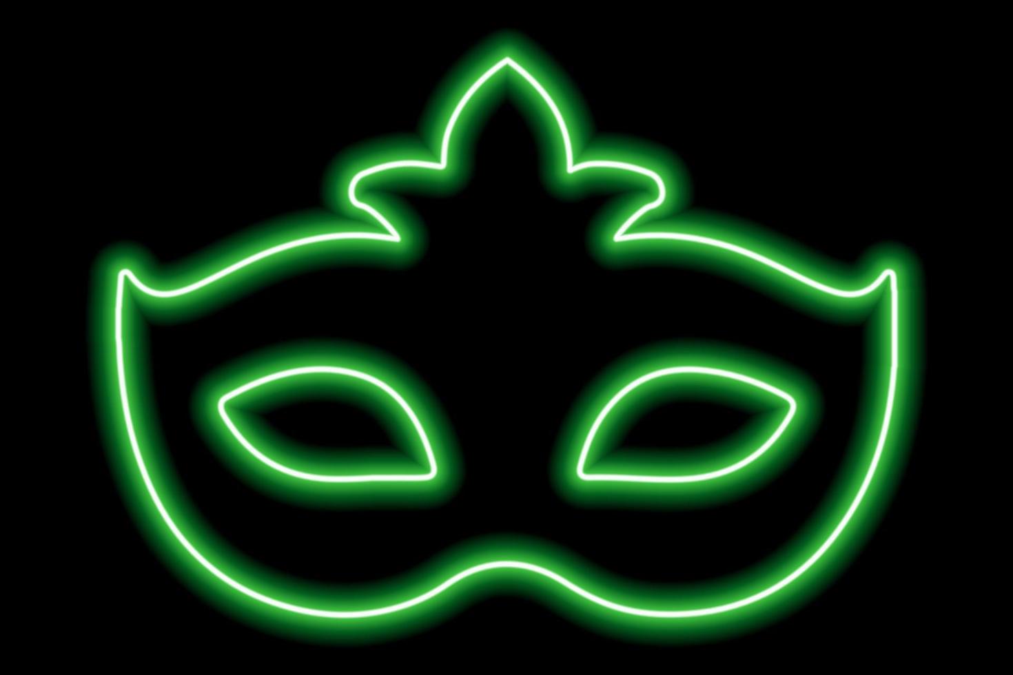carnavalsmasker op de ogen. neon groene contour op een zwarte achtergrond vector