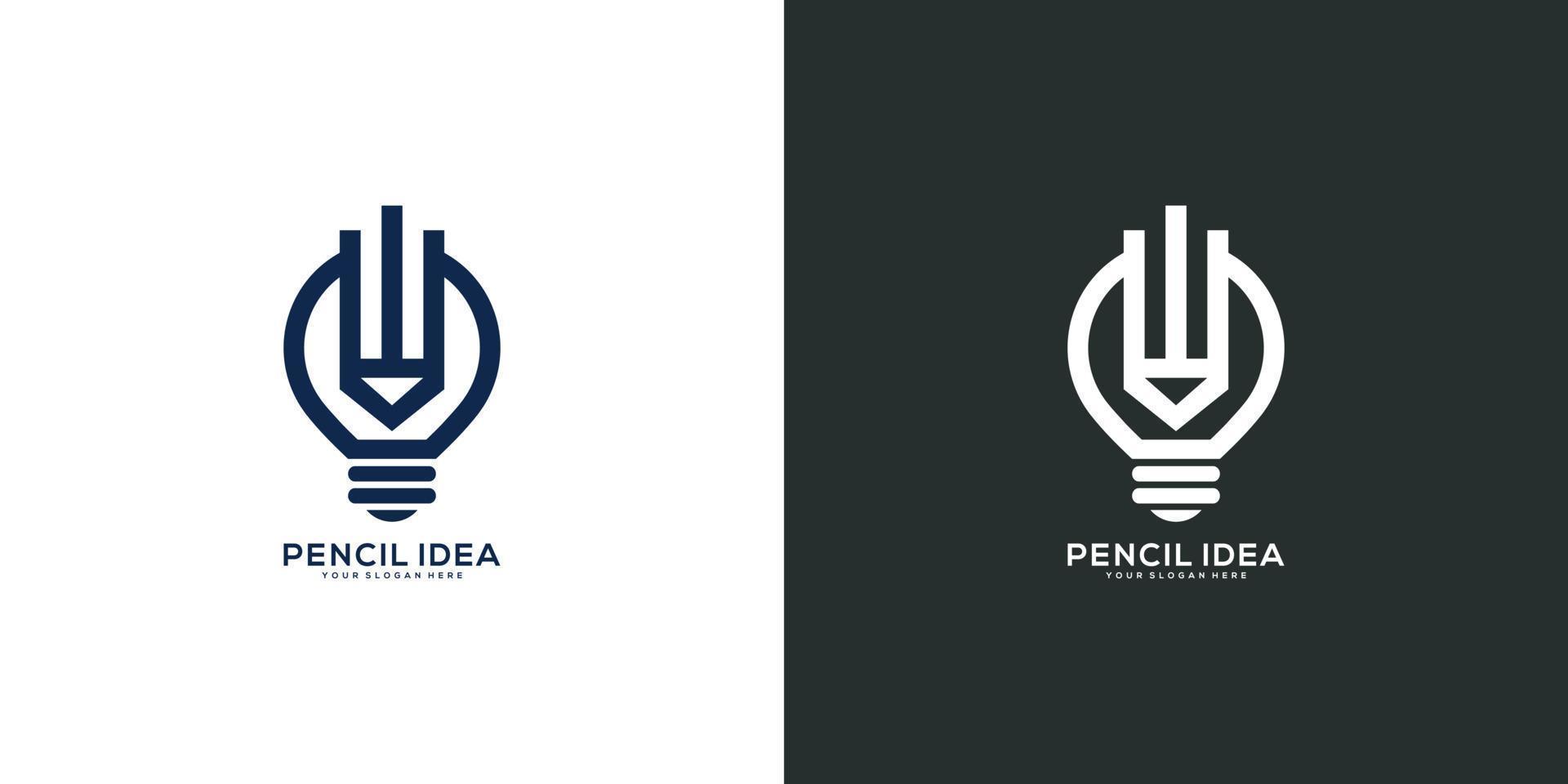 potlood lamp idee logo vector ontwerp