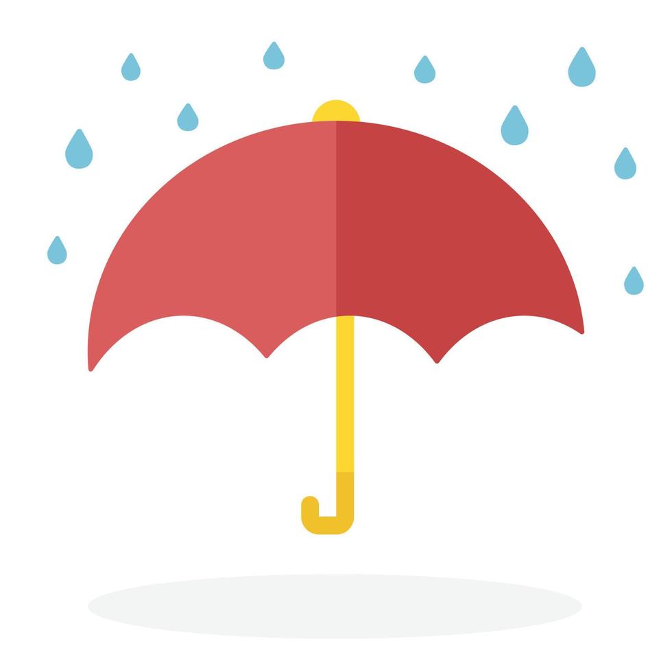 rode paraplu met regendruppel pictogrammen element met de hand getekend. regenachtige cartoon pictogrammen. vector