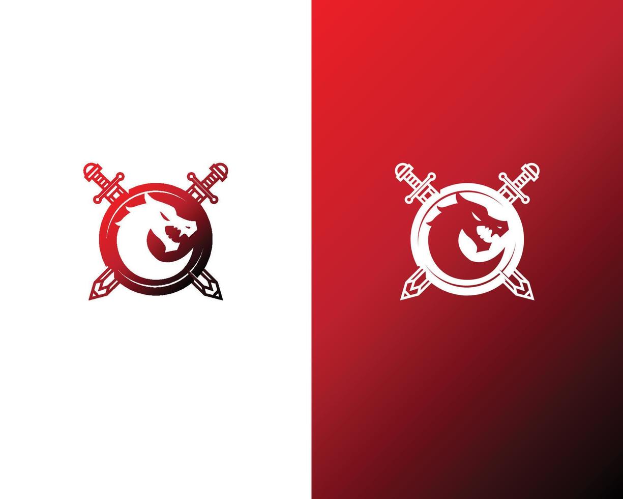 draak en zwaard logo ontwerpconcept vector