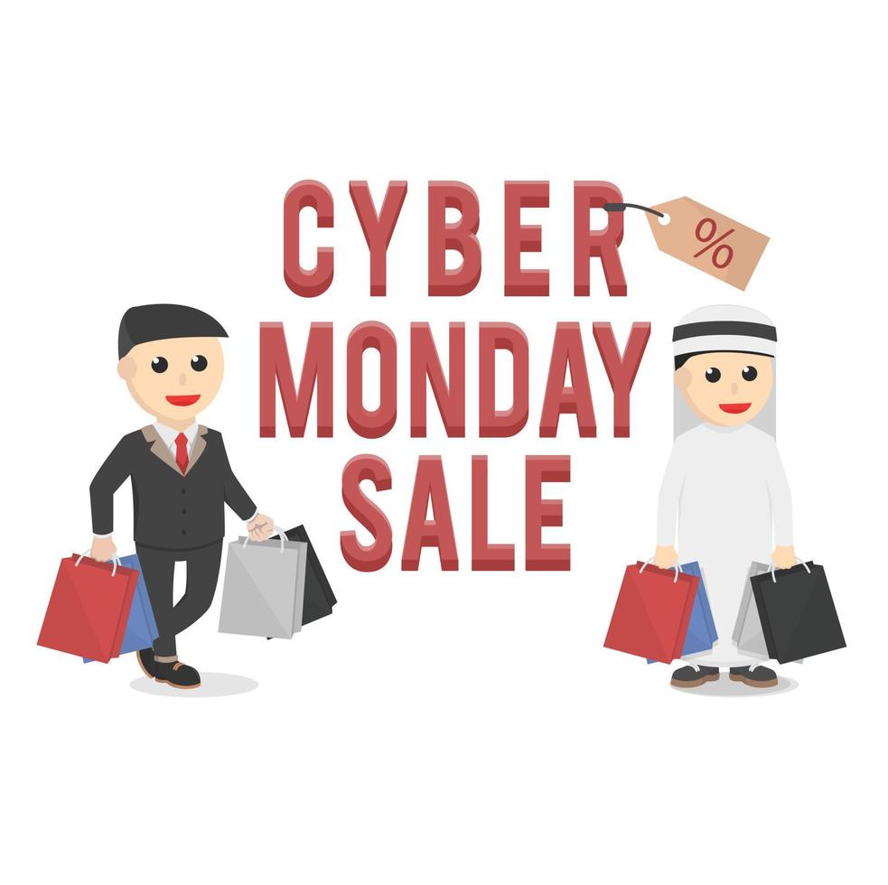 zakelijke cyber maandag verkoop ontwerp karakter op witte achtergrond vector