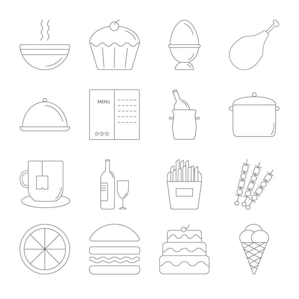 voedsel lijn icon set vector