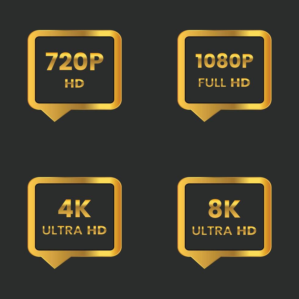 8k ultra hd,4k ultra hd,1080p full hd,720p hd resolutieknop vector
