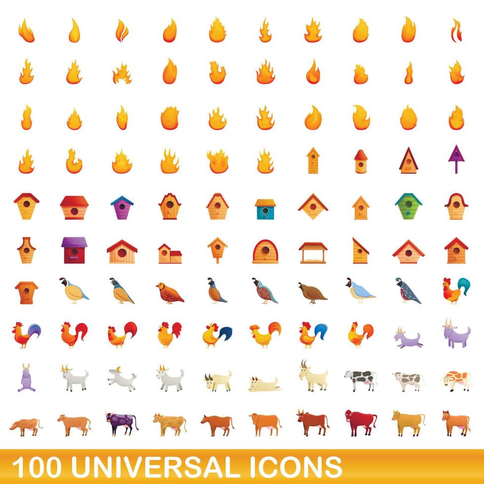 100 universele iconen set, cartoon stijl vector