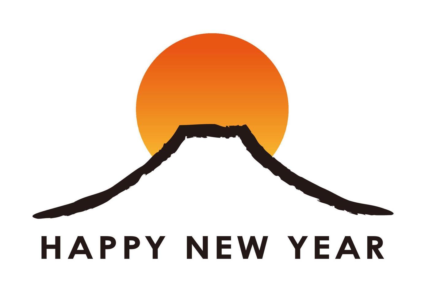 nieuwjaars groet symbool met mount fuji en zonsopgang geïsoleerd op een witte achtergrond. vector