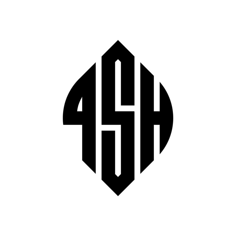 qsh cirkel letter logo-ontwerp met cirkel en ellipsvorm. qsh ellipsletters met typografische stijl. de drie initialen vormen een cirkellogo. qsh cirkel embleem abstracte monogram brief mark vector. vector