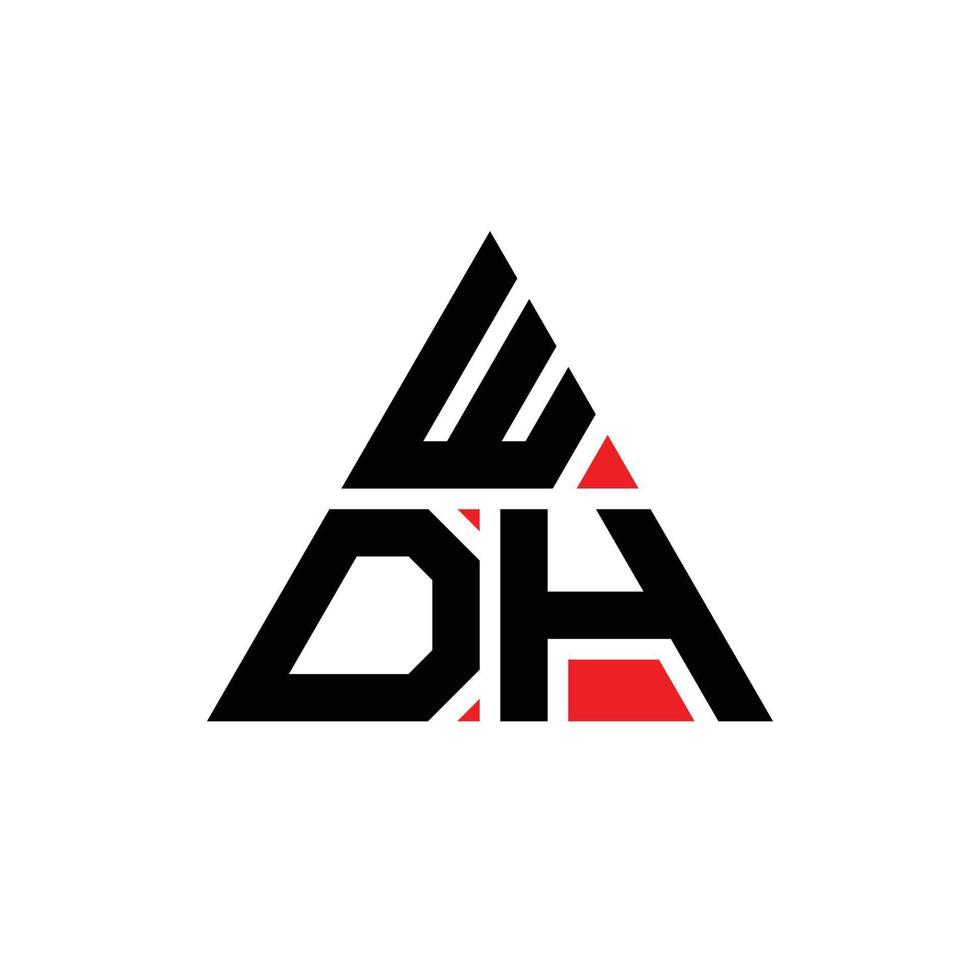 wdh driehoek brief logo ontwerp met driehoekige vorm. wdh driehoek logo ontwerp monogram. wdh driehoek vector logo sjabloon met rode kleur. wdh driehoekig logo eenvoudig, elegant en luxueus logo.
