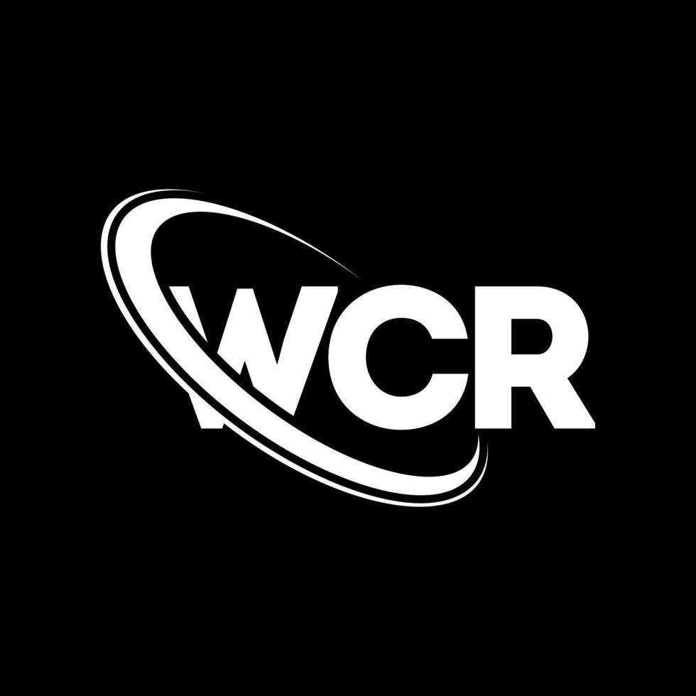 wcr-logo. wcr brief. WCR brief logo ontwerp. initialen wcr-logo gekoppeld aan cirkel en monogram-logo in hoofdletters. wcr-typografie voor technologie, zaken en onroerend goed merk. vector