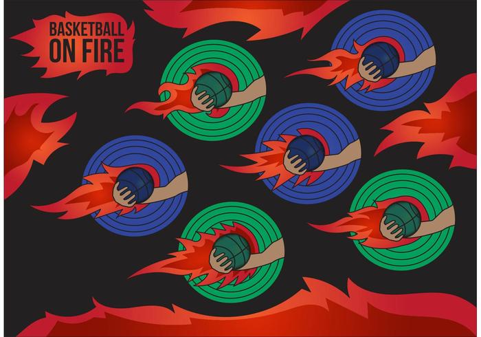 Basketball on fire vectors