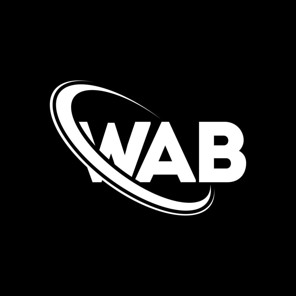 wab-logo. wab brief. wab brief logo ontwerp. initialen wab-logo gekoppeld aan cirkel en monogram-logo in hoofdletters. wab typografie voor technologie, business en onroerend goed merk. vector