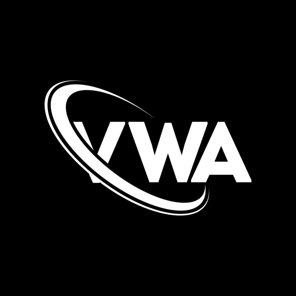 vwa-logo. vw brief. vwa brief logo ontwerp. initialen vwa logo gekoppeld aan cirkel en monogram logo in hoofdletters. vwa typografie voor technologie, business en onroerend goed merk. vector