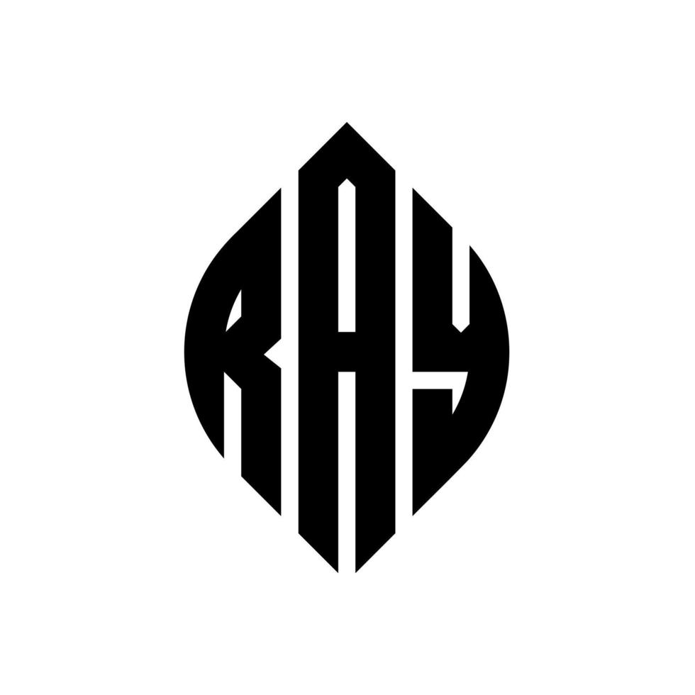 ray cirkel letter logo ontwerp met cirkel en ellipsvorm. ray ellips letters met typografische stijl. de drie initialen vormen een cirkellogo. ray cirkel embleem abstracte monogram brief mark vector. vector