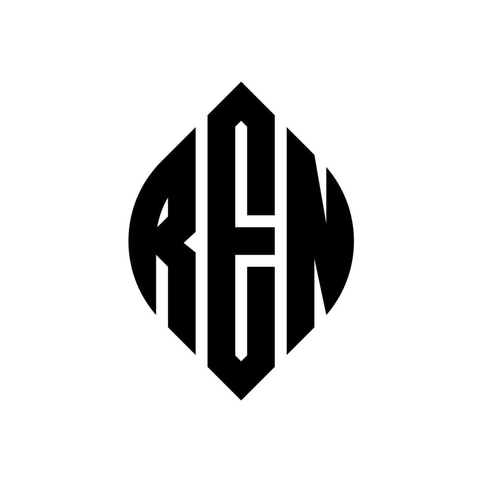 ren cirkel letter logo ontwerp met cirkel en ellipsvorm. ren ellipsletters met typografische stijl. de drie initialen vormen een cirkellogo. ren cirkel embleem abstracte monogram brief mark vector. vector