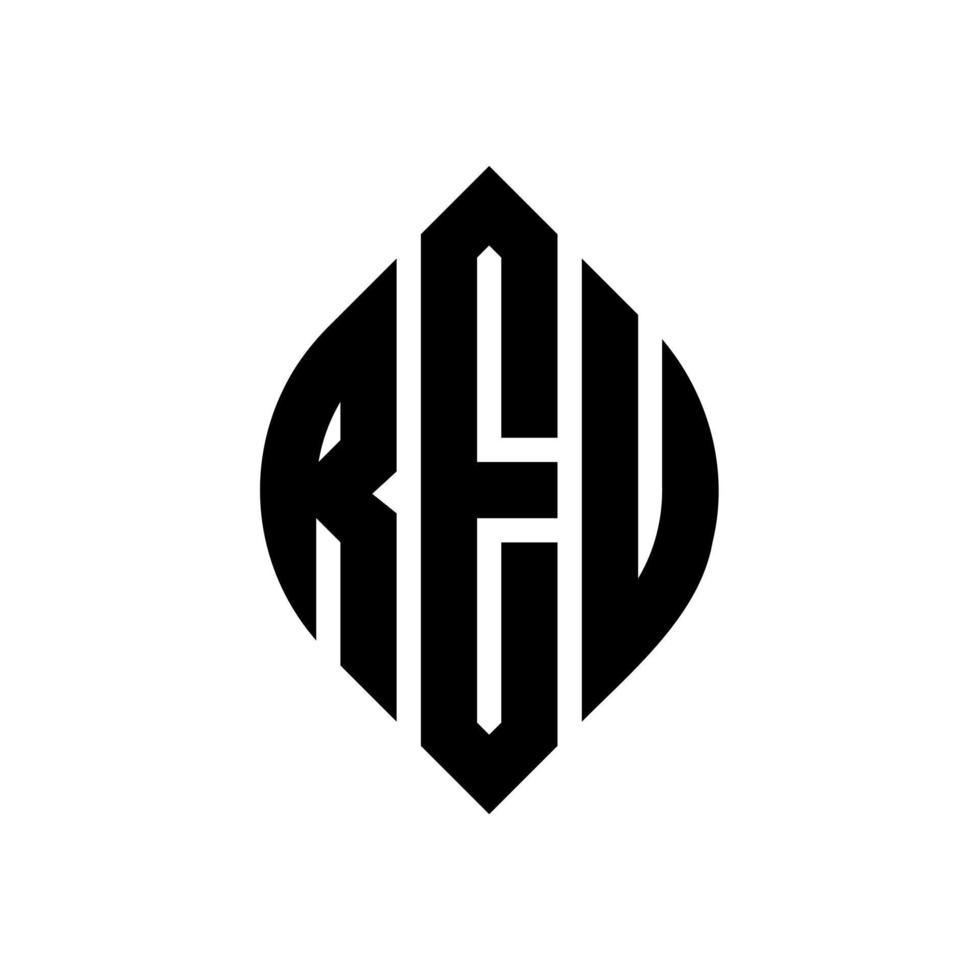 reu cirkel letter logo-ontwerp met cirkel en ellipsvorm. reu ellipsletters met typografische stijl. de drie initialen vormen een cirkellogo. reu cirkel embleem abstracte monogram brief mark vector. vector