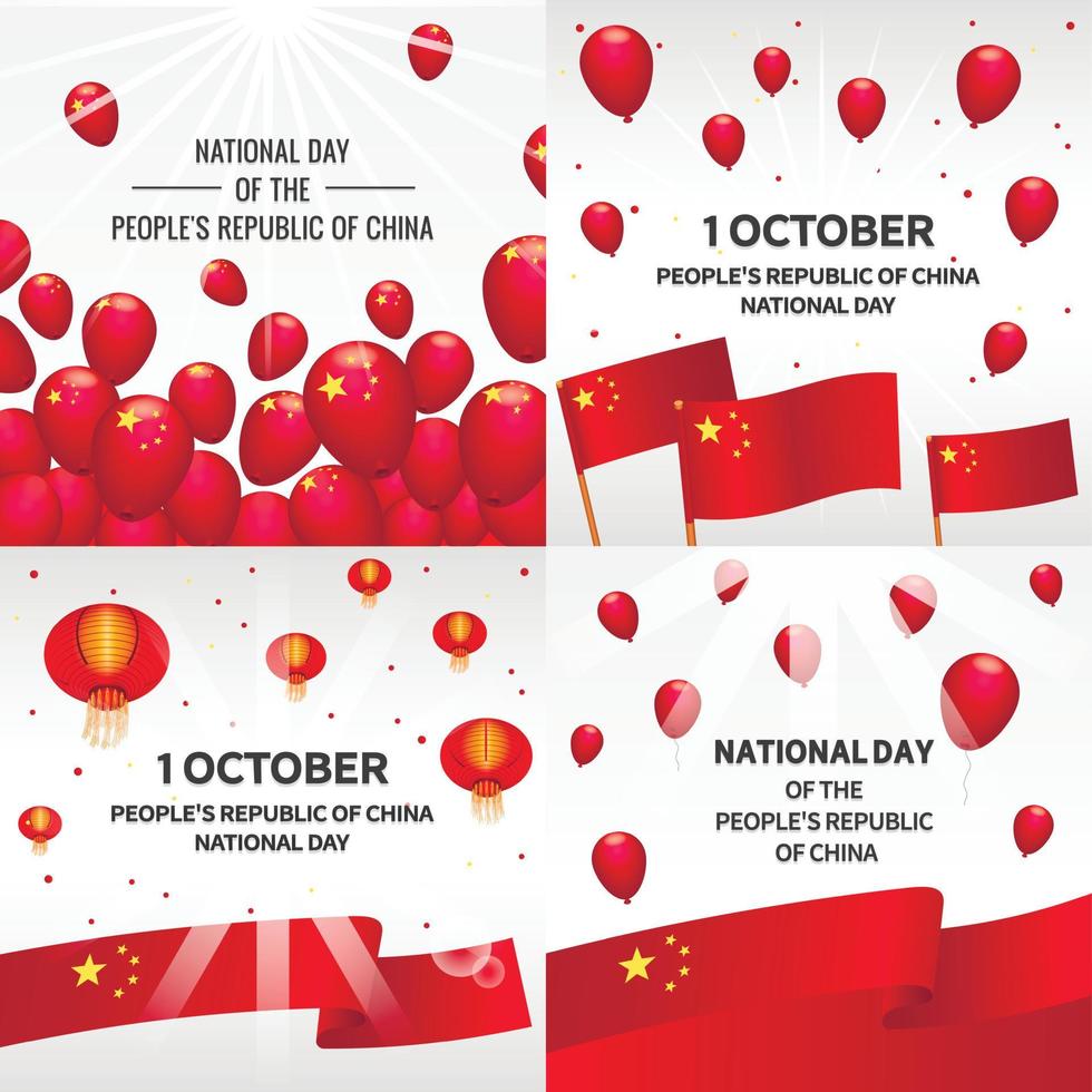 nationale dag in china banner set, isometrische stijl vector