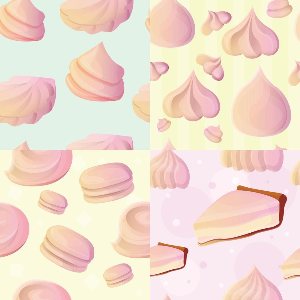 meringue patroon set, cartoon stijl vector